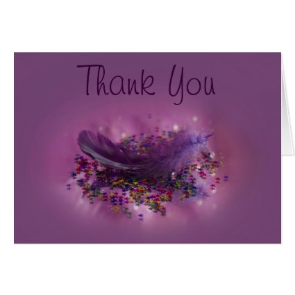 Thank You Card - Purple Fairys Feather