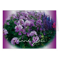Thank you card, purple hisbiscus flowers