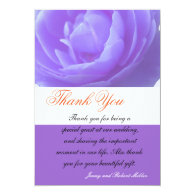 Thank you card, purple rose flower custom invite