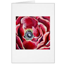 Thank You Card - Red Ranunculus Flower