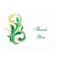 Thank you card.  Swirl floral Post Cards