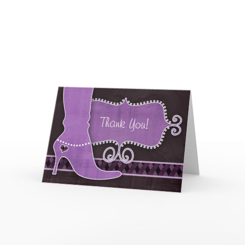 Thank You Card w/ fun Purple Boot & heart diamonds card