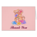 Thank You Card with Flowers and Bear