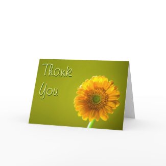 Thank You Card - Yellow Daisy Gerbra Flower card