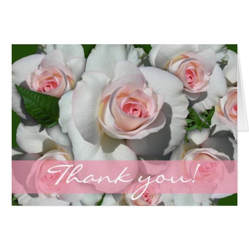 Thank You Cards with White Roses Zazzle