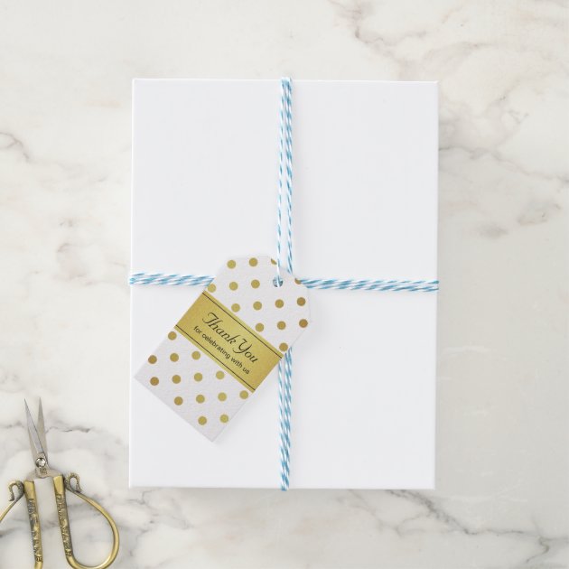 Thank You Classy White and Gold Glitter Polka Dots Pack Of Gift Tags 3/3