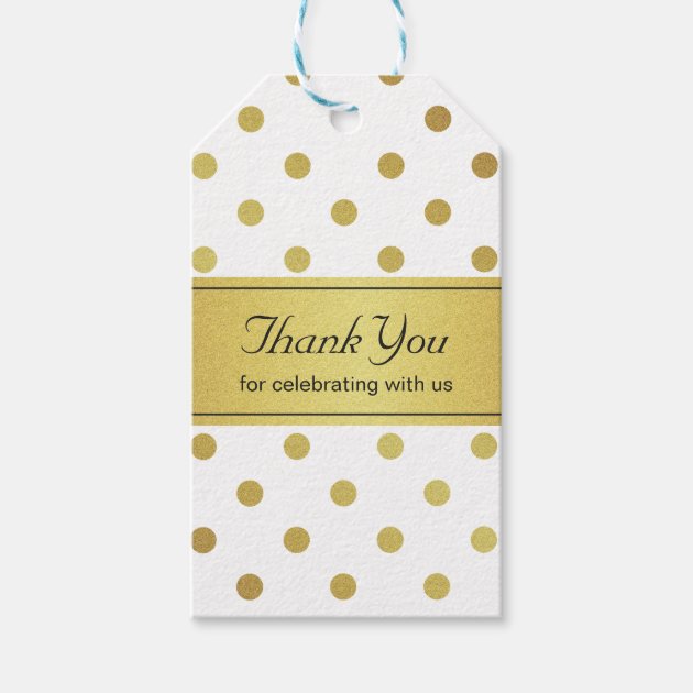 Thank You Classy White and Gold Glitter Polka Dots Pack Of Gift Tags 1/3
