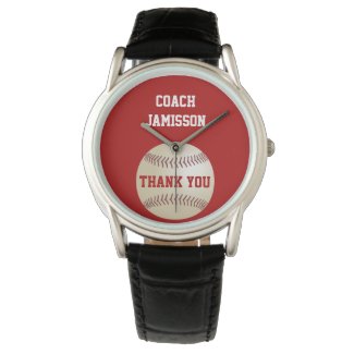 Thank You Coach Wrist Watch Personalized, Baseball