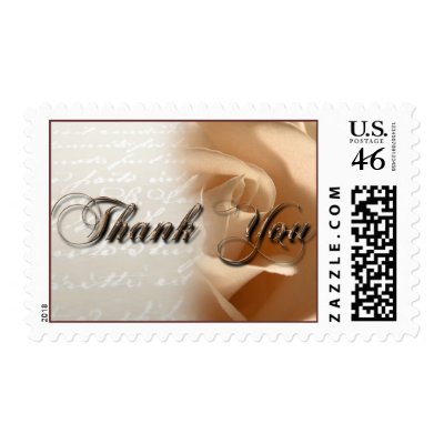 Thank You Cream Rose Wedding Postage