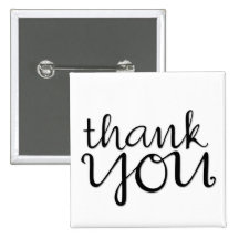 Thank You Cursive black Magnet Button
