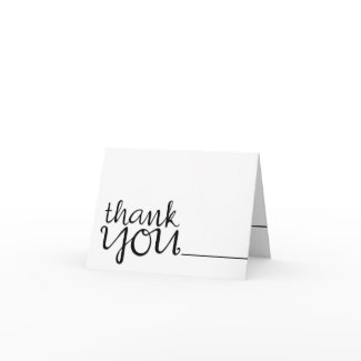 Thank You Cursive black Note Card card