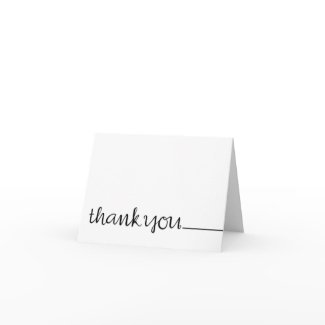 Thank You Cursive long black Note Card card
