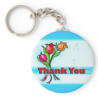 Thank you cute fun cartoon flowers keychain zazzle_keychain