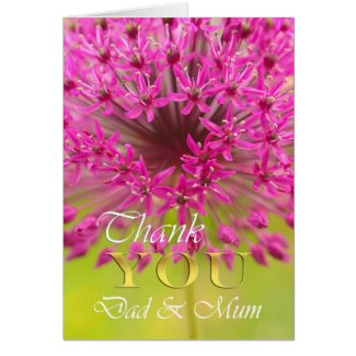 Thank you Dad & Mum, purple flower close up Cards
