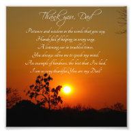 Thank You Dad Sunset and Trees Photo Print