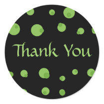 "Thank You" Dots in Shades of Green [1] Round Stickers
