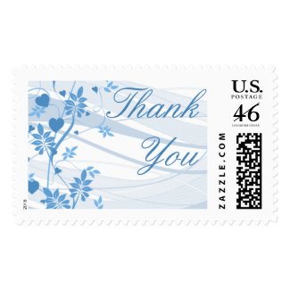 Thank You Elegant Blue Floral Postage stamp
