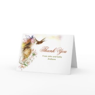 thank you elegant love birds wedding card