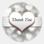 thank you elegant unique white love heart sticker