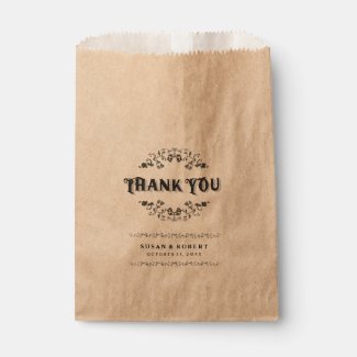 Thank You Floral Custom Wedding Names & Date Favor Bags