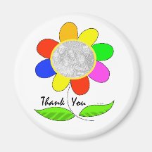 Thank you flower photo fridge magnet