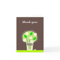Thank You Flowers - green & brown Greeting Cards