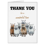 Thank you for a wonderful time cartoon cats card