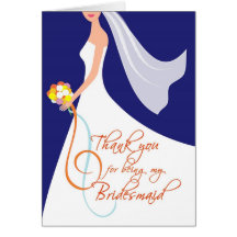 Thank you for being my bridesmaid - Navy Blue Cards