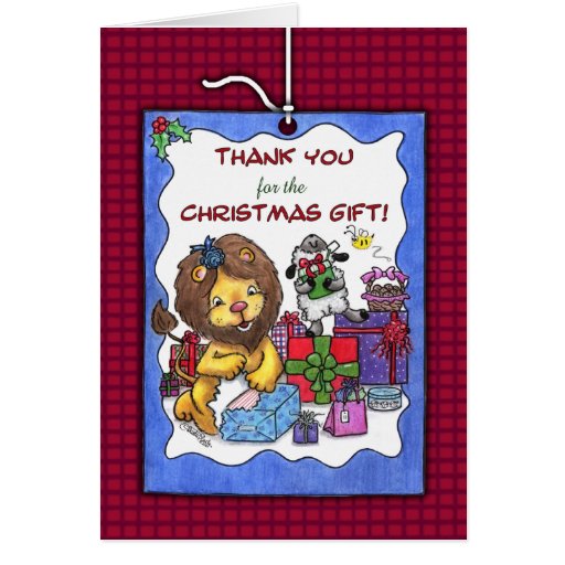 thank you for christmas gift lion and lamb card zazzle thank you for christmas gift lion and lamb card zazzle