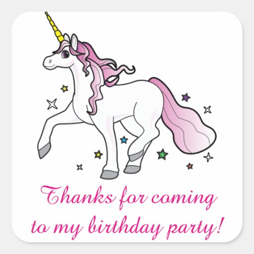 thank you for coming to my party unicorn stickers