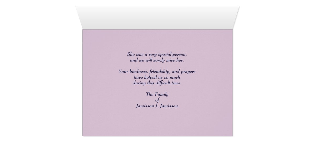 Thank You for Memorial Donation, Purple Floral Card Zazzle