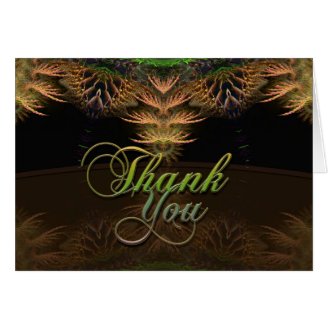  Peacock Green Fractal Lace Thank You Greeting Cards