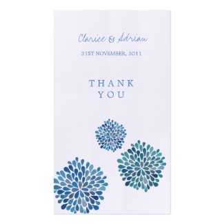Thank You Gift Favor Tags Blue Flower Blooms Business Card Template