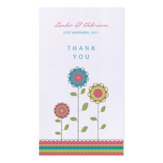 Thank You Gift Favor Tags Tall Rainbow Flowers Business Card