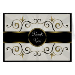 Thank you Gold Black Elegant Spiral Burst Greeting Cards