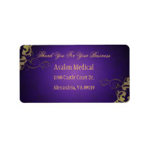 Thank You Gold Scroll Purple Address Labels