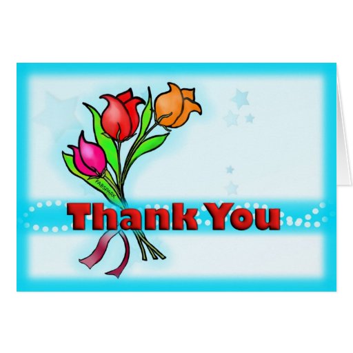 THANK YOU Gorgeous Cute Flowers Cartoon CARD Zazzle