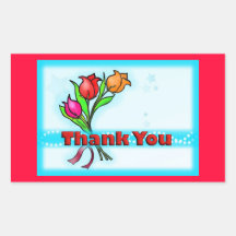 THANK YOU gorgeous fun flowers cartoon stickers