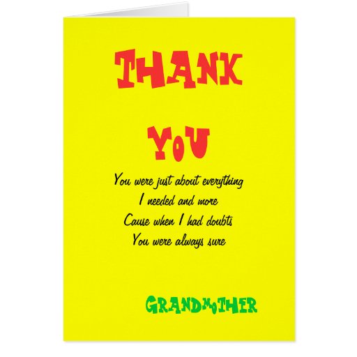 Thank you grandmother greeting cards | Zazzle