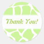 Thank You. Green and White Giraffe Pattern. Stickers