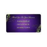 Thank You Green Scroll Purple Address Labels