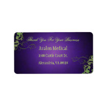 Thank You Green Scroll Purple Address Labels