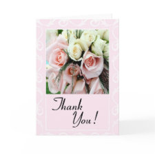 Thank You Greeting Card - Pink And White Roses card