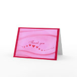 Thank you, greeting card, with wave of red hearts