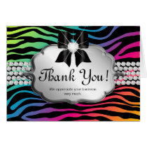 Thank You Greeting Card Zebra Rainbow Jewelry cards