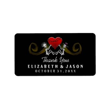Thank You Halloween Skeleton & Heart Wedding Label Address Label by juliea2010 at Zazzle