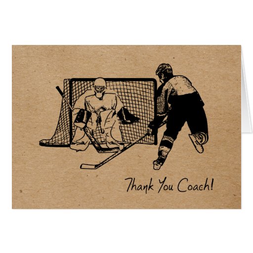 Thank You Hockey Coach! Card Ink Sketch Zazzle