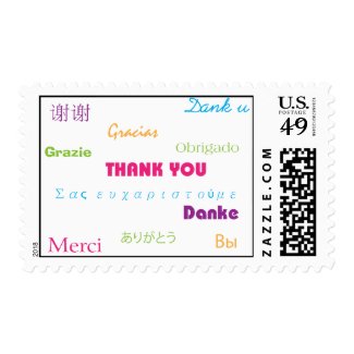 Thank You in Many Languages Postage Stamp