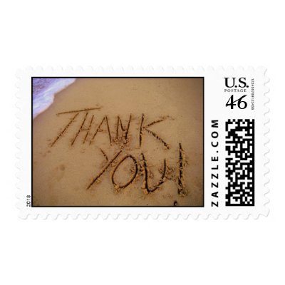 Thank You in Sand Postage Stamp