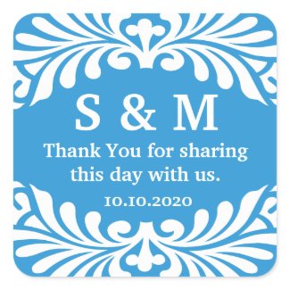 Thank You Initial Monogram Wedding Favor Labels sticker